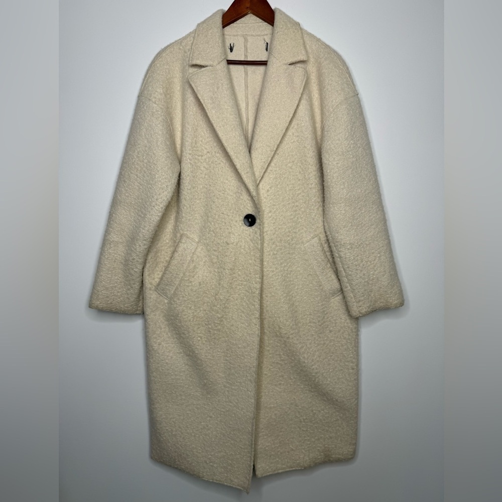Zara ecru bouclé long line jacket coat